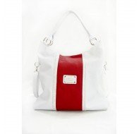 Дамска чанта бяла с червено          